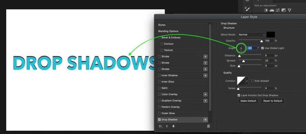 آموزش ایجاد سایه در فتوشاپ