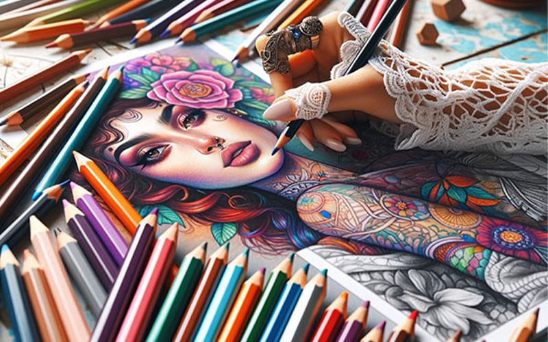 تکنیکهای پایه استفاده از مداد رنگی پلی کروم